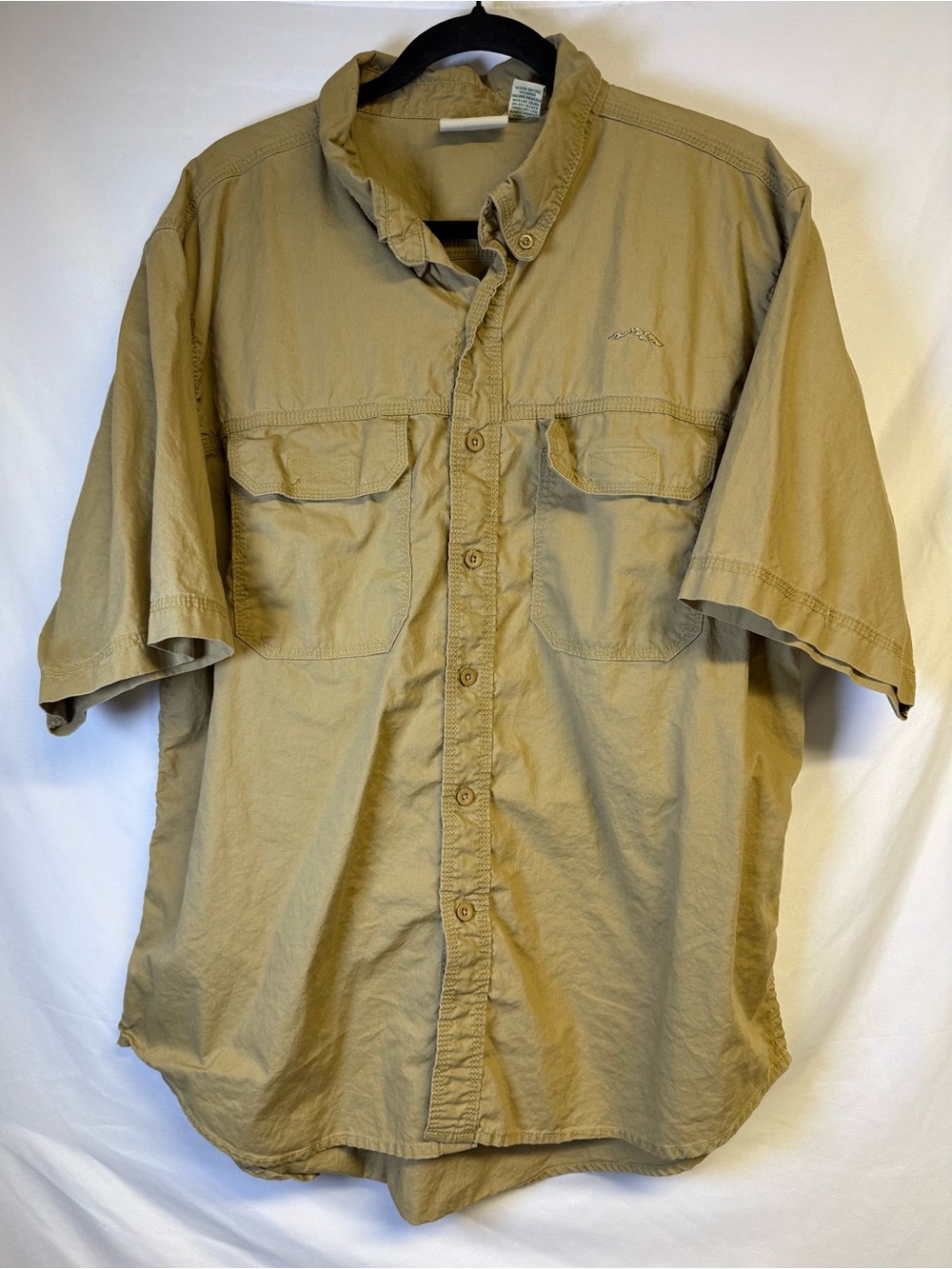 Casual Short-Sleeve Button-Down Shirt - Khaki